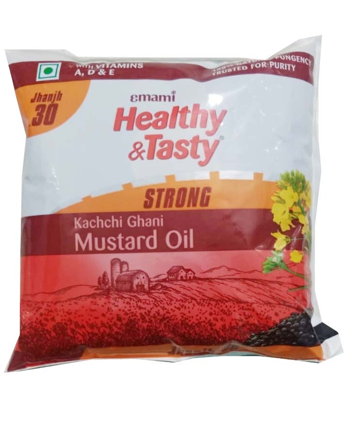 EMAMI Healthy & Tasty Kachchi Ghani Mustard Oil Pouch | 410g